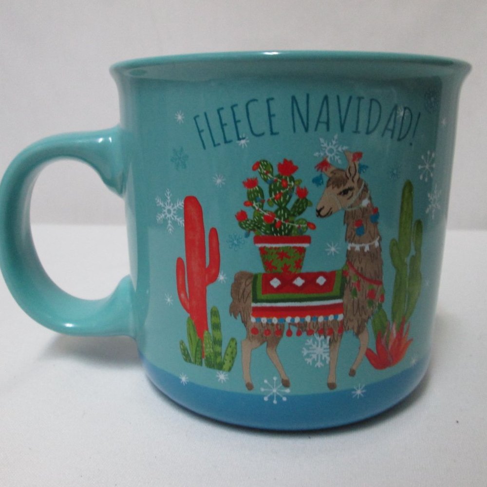 The Mistletoe ceramic Fleece Navidad Feliz Mug Cup dish micro Alpaca Christmas